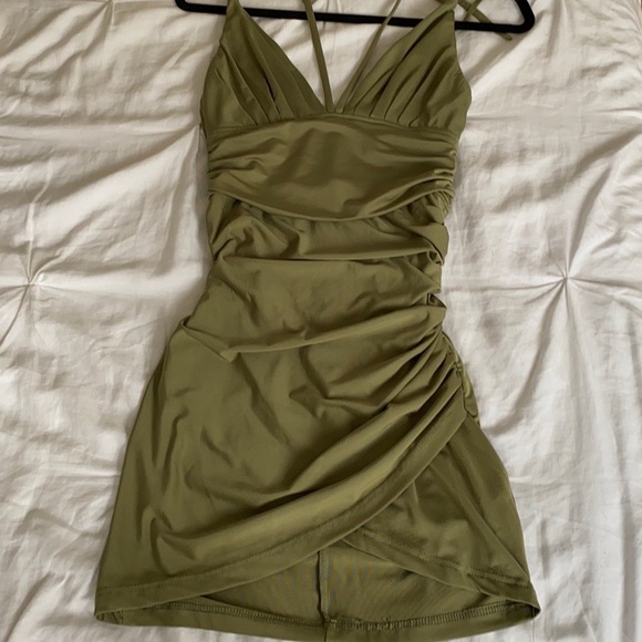 Dresses & Skirts - Green Mini Drape Dress